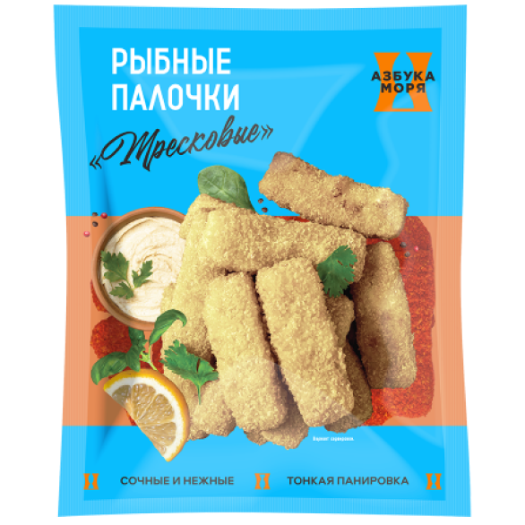 "АЗБУКА МОРЯ" палочки рыбные из тресковых видов рыб в панировке замороженные